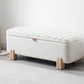 Kmax 45" Storage Bench Faux Fur Entryway Bench Upholstered Ottoman Bench with Wavy Top & Safty Hinge for Bedroom Living Room Hallway, White