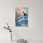 Quorin Black Cat Wall Art Water Lily Sunset Pictures Cat Wall Decor Impressionism Canvas Print Painting Artwork for Bathroom Living Room Bedroom 16"x24"