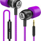 LUDOS Clamor Wired Earbuds in-Ear Headphones, 5 Years Warranty, Earphones with Microphone, Noise Isolating Ear Buds, Memory Foam for iPhone, Samsung, School Students, Kids, Women, Small Ears - Purple
