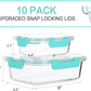 [10-Pack]Glass Meal Prep Containers with Lids, MCIRCO Glass Food Storage Containers with Snap Locking Lids, Airtight Lunch Containers, Microwave, Oven, Freezer and Dishwasher, Green