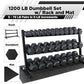 WF Athletic Supply Rubber Coated Hex Dumbbell Set, Multiple Choices Available - Dumbbells with Rack Stand and Mat, or Dumbbells Only (200/550/1200/2100/3000 LB)