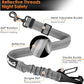 SlowTon 2 Pack Dog Seat Belt, 2 in 1 Attachment, Hook Latch Bar or Seatbelt Buckle with Elastic Nylon Bungee Buffer Adjustable Reflective Nylon Safety Belt Tether Connect to Dog Harness (2pack-GY)