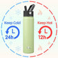 Insulated Water Bottle 24oz Stainless Steel Sport Bottles with 3 Lids,Macaron Green