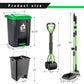 MXF Pooper Scooper Set - 28" Dog Pooper Scooper & Long Handle Stainless Metal Tray&Rake, 15 Litre Step Dog Poop Trash Can w/Removable Inner Bucket, 20 Waste Bags for Outdoors