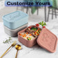 Custom Bento Box Personalized Silicone Lunch Box Engraved Name Logo,Even Your Image - Lunch Containers with 3 Compartment for Work Travel Meals Microwave Freezer Dishwasher Safe