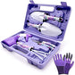 6 Pieces Garden Tools Set Planting Tools, Non-Slip Handle with Anti-Rust Trowel, Cultivator, Pruning Shear, Water Sprayer and Carrying Case, Gloves with Claws