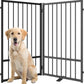 Full Metal Freestanding Dog Gate with Door, 36''Height Foldable Pet Dog Fence for Indoor & Outdoor, 2 Panels Extra Wide Free Standing TallDog Gates for Doorways,House,Stairs,Porch,Deck,Yard