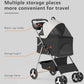 Pet Stroller with 4 Wheels for Small/Medium Pets,Travel Foldable Detachable Carrier for Dog Cat Cage Jogger Stroller, Rear Wheel Breaks, Storage Basket, Visible Mesh Weather Cover (Black)