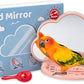 Agape Bird Mirror for Cage， Bird Toys with Perch and Slow Feeder to Expend Energy, Small Parrot Swing, Interactive Toys for Cockatiel, Lovebird, Parakeet, Conure, Finch, and Budgies