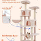 Taoqimiao Cat Tree, 66.2-Inch Cat Tower for Indoor Cats, Plush Multi-Level Cat Condo with 12 Scratching Posts, 2 Perches, 2 Caves, Hammock, 2 Pompoms, Jelly Pink MS013P