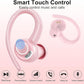 Wireless Earbuds Bluetooth 5.3 Headphones Sports, 48Hrs Playtime Bluetooth Earbuds with CVC 8.0 Mic, 2025 Stereo Bass Over Ear Bud with Earhooks, LED Display, IP7 Waterproof Earphon for Running Rose