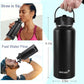 Water Bottle Insulated 32oz 40oz 64oz 128oz Straw Lid Spout Lid & 3 Lids, Leak Proof, Vacuum Insulated,Stainless Steel Water Bottle Wide Mouth for Sports, Gym or Office