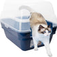 Petfamily Cat Litter Box, Large Foldable Jumbo Hooded Cat Litter Box with Transparent Lid (Navy Blue)