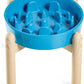 LE TAUCI Ceramic Slow Feeder Dog Bowls for Small and Medium Breed, 1.5 Cups Elevated Dog Bowl for Fast Eaters, Puzzle Bowl for Small Dogs and Cats, Vortex Blue