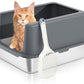 Stainless Steel cat Litter Box, Covered Metal Litter Box, cat Litter Pans with high Sides, Kitty Litter Boxes for Indoor Cats (Non Sticky, Easy to Clean, Anti-Urine Leakage) 17.5" L x 13.5" W x 4" H