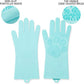 Pet Grooming Magic Gloves, Dog Cat Bathing Shampoo Brush, Silicone Hair Removal Gloves with Thick High Density Teeth for Bathing and Messaging, Double-Side Scrubbing Gloves for Shedding