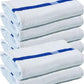 Towels N More 24x48 Soft Poolside Towels 6 Large Super Absorbent White Pool Towel with Blue Center Stripe for Home Pool Spa Gym Hotel Motel as Bath Towels