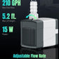Pawfly 210 GPH Fountain Pump, 15 W Submersible Water Pump with 5.2 ft. High Lift and 4 Nozzles, Quiet Water Fountain Pump for Aquarium Fish Tank Waterfall Pond & Hydroponics