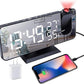 Projection Alarm Clock for Bedrooms Ceiling, Digital Clock Radio with USB Charger Port, Temperature & Humidity Display, 7.3” Large LED Display,12/24H,Snooze,Dual Loud Clock- 4 Dimmer