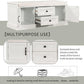 Storage Bench with 2 Drawers and 2 Cabinets, Pine Wood Shoe Bench with Removable Cushion for Living Room, Entryway 42.5" L x 15.9" W x 17.5" H (White)