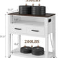 20-29 Gallon Aquarium Stand with Stable Metal Frame & Power Outlet, Heavy-Duty Fish Tank Stand with Waterproof Mat, 550LBS Capacity Storage Cabinet, White+Brown