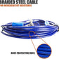 BV Dog Tie Out Cable 25 Feet - Heavy Duty Dog Lead Up to 60 Pounds - Reflective & Rust-Free with Quick Release Swivel Clips & 360° Rotating Clasp - Tangle-Free Dogs Runner for Yard (Blue, Pair)