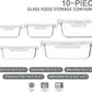 M MCIRCO 10-Pack Glass Food Storage Containers with Lids, Airtight Glass Lunch Bento Boxes, Meal Prep Containers, Microwave, Oven, Freezer and Dishwasher Friendly, White