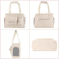 Dog Carrier Purse, Fashion Leather Pet Carrier Bag, Airline Approved Soft Sided Cat Travel Tote Bag with Pockets White