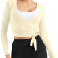 Women Tie Front Shrug Long Sleeve Bolero Cardigan Lightweight Casual Tops