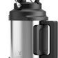 Meoky 1 Gallon Insulated Water Bottle for Travel 128 oz Triple Wall Vacuum Stainless Steel Water Jug - Top and Side Handles, Cold for 48 Hrs, 2-in-1 Straw and Spout Lid, Leak Proof for Work (Silver)