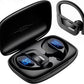 Wireless Sport Earbuds Bluetooth Headphones with Mic 80H Playtime IPX5 Waterproof Ear Buds Deep Bass Earphones Over Ear Headset for Running Gym Workout - Black