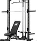 RitFit Smith Machine Power Rack with LAT-Pull Down System, Landmine, Barbell Bar, Plate Storage Pegs and More Training Attachment