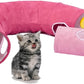 Cat Tunnel, Large Indoor Durable Collapsible Interactive Cat Tube with Peek-A-Boo Hole, Hanging Toys, and Crinkly Paper Lining - Cute Tunnel for Cats, Kittens, Puppies & Rabbits, Pink