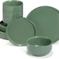 Ceramic Dinnerware Set, 12-Piece Service for 4, Round, Microwave and Dishwasher Safe, Cambridge Classics (Dusty Jade)