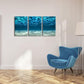 Wieco Art 3 Piece Blue Ocean Bottom Canvas Wall Art for Living Room Beach for Bedroom Wall Decor Seaview Pictures Painting On Canvas Modern Canvas Prints Artwork for Home Decorations