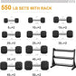 Rubber Coated Hex Dumbbell Weight Set, Multiple Sizes Exercise & Fitness Dumbbells,100LB Set,110LB Set,200LB,350LB,450LB,550LB, 35-50Lbs Pairs for Muscle Toning, Strength Building & Full Body Workout