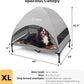 Veehoo Outdoor Dog Bed with Canopy, Cooling Elevated Pet Cot with Removable Shade, Non-Slip Feet, Raised Dog Cot for Large Dogs, Pet Tent Bed for Camping, Beach, XLarge, Grey, CWC2411