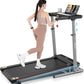 Treadmill with Desk Workstation & Adjustable Height, 300 LBS Weight Capacity, Folding Treadmill with 3 Level Incline, Bluetooth Speaker & App, Portable 2.5HP Walking Pad with Desktop for Home Office