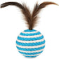 Ball for cat with Feathers - Balls for Cats – Natural Toy for Indoor Cats – Eco-Friendly, Durable, Interactive Play Balls for Kittens – Pet-Safe Chew & Scratch Toys (Sky Blue)