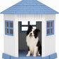 DRATO Dog House Indoor Outdoor Durable Large Dog Shelter with Outside Dog Kennel with Window and Elevated Floor for Small Medium Dogs (Blue, 34.8 * 30.51 * 36.89)