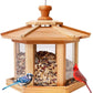 Solution4Patio Bird Feeder for Outdoors - USA Cedar Hexagon Gazebo Bird Feeders with Vented Mesh Tray, Easy-Clean & Fill Design 9.6" Dia. X 8.7" H 3.2-lb Capacity