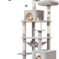 Taoqimiao Cat Tree, 68-Inch Cat Tree Cat Tower for Indoor Cats, Plush Multi-Level Cat Condo with 6 Scratching Posts, 2 Perches, 2 Caves,Hammock, 3 Pompoms,MS020SW Light Gray