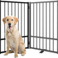 Full Metal Freestanding Dog Gate with Door, 32''Height Foldable Pet Dog Fence for Indoor & Outdoor, 2 Panels Extra Wide Free Standing TallDog Gates for Doorways,House,Stairs,Porch,Deck,Yard