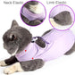 DOTON Cat Recovery Suit for Male and Female Surgical Post Surgery Soft Cone Onesie Shirt Clothes Neuter Licking Protective Diapers Outfit Cover Kitten Spay Collar(L, Purple)