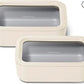 Caraway 2pc Glass Food Storage Set - 6.6 Cup Food Containers (2) - Ceramic Coated - Non Toxic, Non Stick Lunch Box with Lids. Dishwasher, Oven, & Microwave Safe - Cream