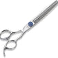 7'' Dog Grooming Scissors CNC 440C Blades Sharp and Durable Polished Chunker Dog Shears with Blue Diamond Adustable Screws Easy to Use for Groomer and Home User