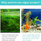 ZRDR Stainless Steel Algae Scraper Aquarium Cleaning Tool for Glass Aquariums, Including Algae Scraper, Sponge Pad, Fish Net, Cleaning Brush, Adjustable Length, Durable, Does Not Hurt The Fish Tank