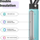 Insulated Water Bottle 24oz Stainless Steel Sport Bottles with 3 Lids,Turquoise