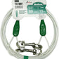Petest 15ft Reflective Tie-Out Cable for Medium Dogs Up to 60 Pounds DarkGreen & Silver