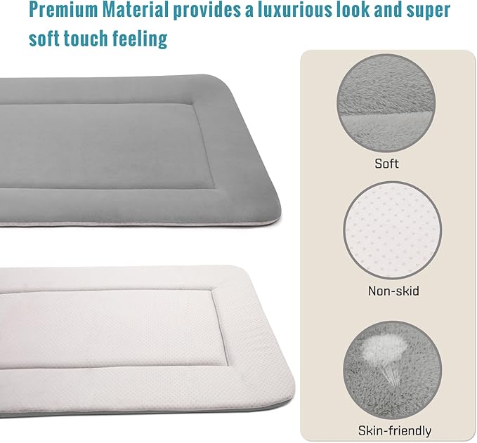 Magic Dog Bed - Soft Crate Pad Mat for Medium/Large Dogs, 36 Inch Machine Washable Kennel Pad with Non-Slip Bottom, Gray